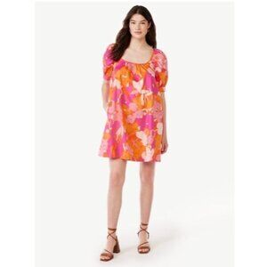 Free Assembly Womens Floral Puff Sleeve Dress XL 100% Cotton